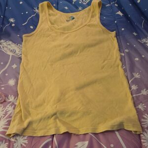 Old Navy Women's Yellow Rib Knit Scoop Neck Tank Top L Vintage Y2K Sleeveless